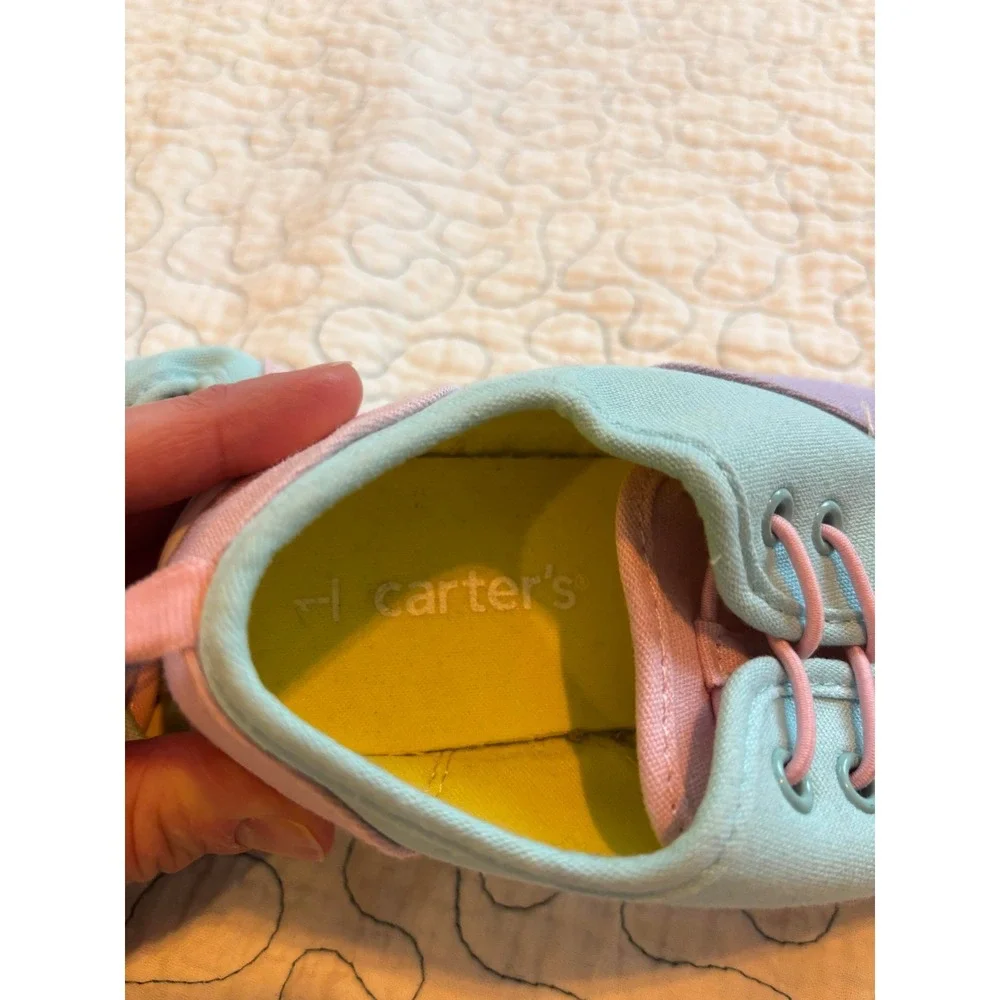 Carter's Girls Pastel Colorblock Canvas Sneakers Low Top Shoes Size‎ 1